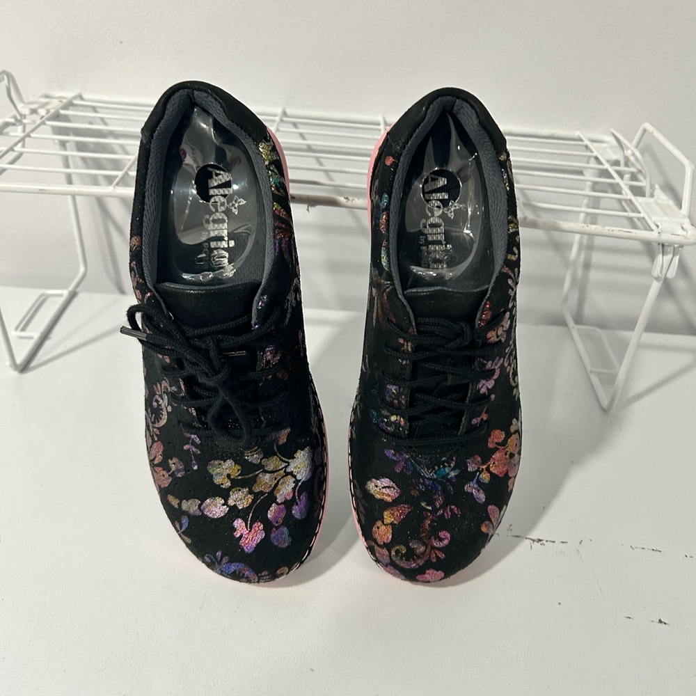 Alegria ESSENCE REGAL BEAUTY BLACK LEATHER SNEAKERS SHOES WOMENS SZ 5-5.5 - Picture 2 of 7